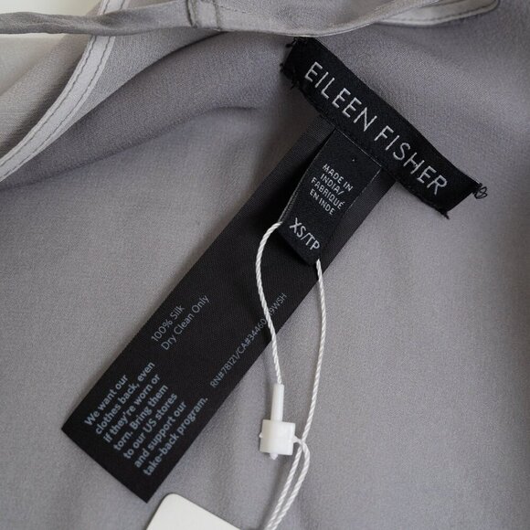 ✨ Eileen Fisher Sheer Silk Top Tunic Oversized Pearl Water Lagenlook Gray - Picture 7 of 16